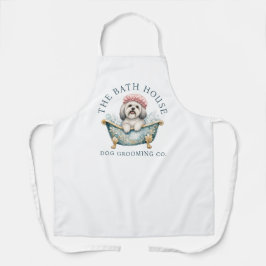 Lhasa Apso Witte Hondenverzorgings Schort | Deluxe