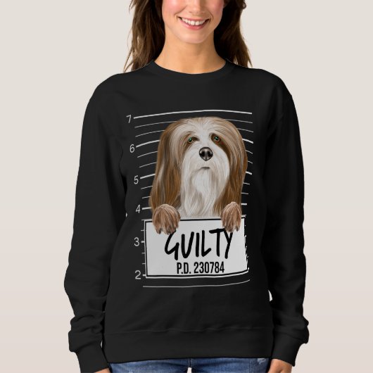 Lhasa Apsos Mugshot Schuldige Hond Trui (Voorkant)