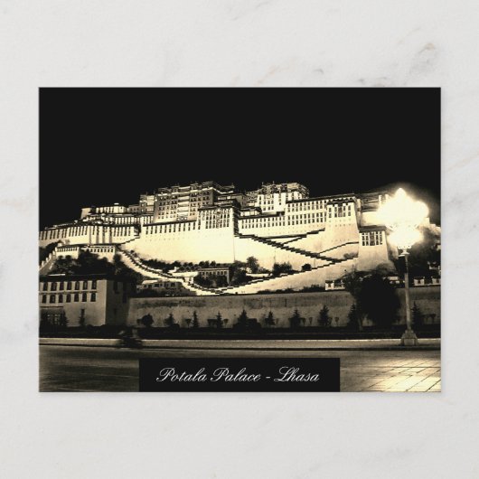 Lhasa at night - Potala Palace, Castle, Tibet Briefkaart (Voorkant)