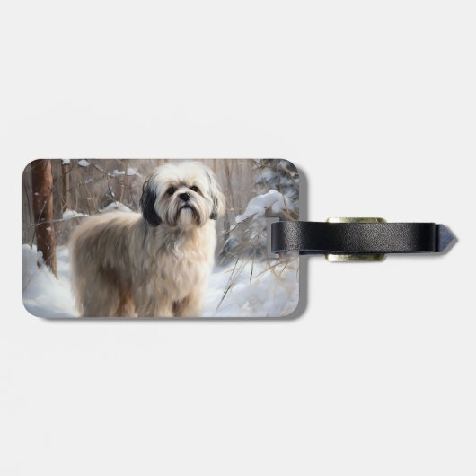 Lhasa heeft ook Kerstmis laten sneeuwen Bagagelabel (Achterkant horizontaal)