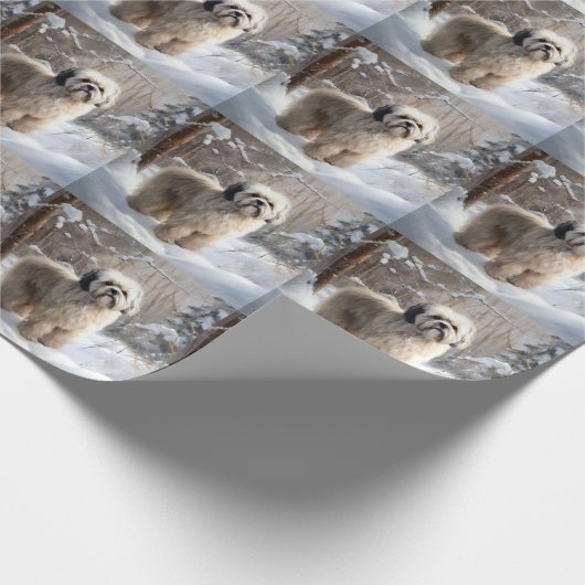 Lhasa heeft ook Kerstmis laten sneeuwen Cadeaupapier (Hoek)