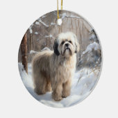 Lhasa heeft ook Kerstmis laten sneeuwen Keramisch Ornament (Links)