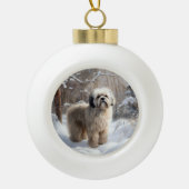 Lhasa heeft ook Kerstmis laten sneeuwen Keramische Bal Ornament (Voorkant)