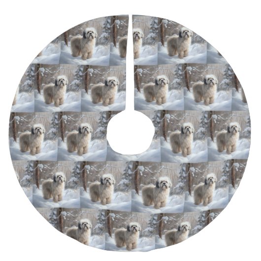 Lhasa heeft ook Kerstmis laten sneeuwen Kerstboom Rok (Voorkant)