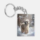 Lhasa heeft ook Kerstmis laten sneeuwen Sleutelhanger (Voorkant Links)