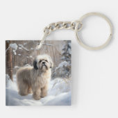 Lhasa heeft ook Kerstmis laten sneeuwen Sleutelhanger (Achterkant)