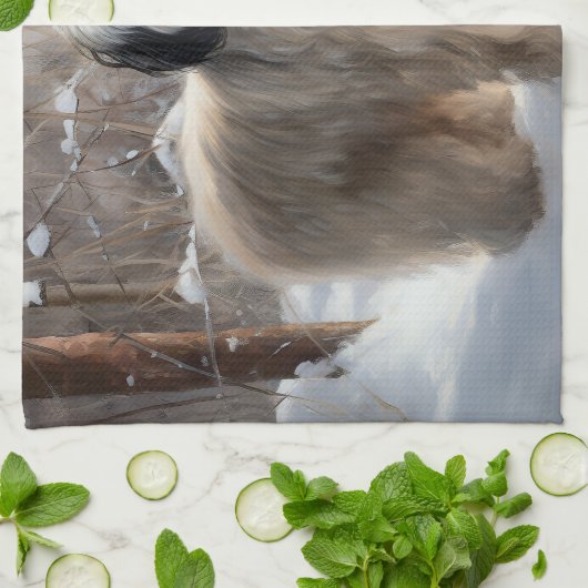 Lhasa heeft ook Kerstmis laten sneeuwen Theedoek (Gevouwen)