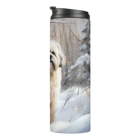 Lhasa heeft ook Kerstmis laten sneeuwen Thermosbeker (Geroteerd rechts)