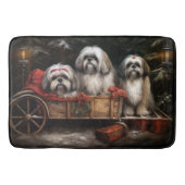 Lhasa ook besneeuwde slee kerstdecor badmat (Voorkant)