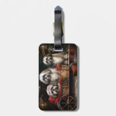 Lhasa ook besneeuwde slee kerstdecor bagagelabel (Achterkant verticaal)