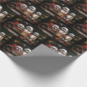 Lhasa ook besneeuwde slee kerstdecor cadeaupapier (Hoek)