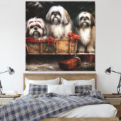 Lhasa ook besneeuwde slee kerstdecor canvas afdruk (Insitu (Slaapkamer))