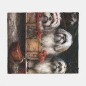 Lhasa ook besneeuwde slee kerstdecor fleece deken (Voorkant (Horizontaal))