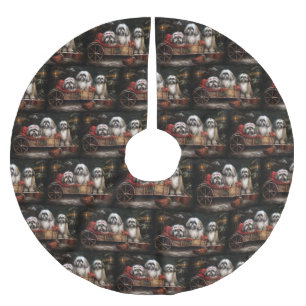 Lhasa ook besneeuwde slee kerstdecor kerstboom rok