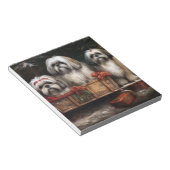 Lhasa ook besneeuwde slee kerstdecor notitieblok (Schuin)