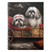 Lhasa ook besneeuwde slee kerstdecor notitieboek (Voorkant)