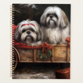 Lhasa ook besneeuwde slee kerstdecor planner (Voorkant)