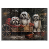 Lhasa ook besneeuwde slee kerstdecor snijplank (Voorkant)