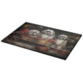 Lhasa ook besneeuwde slee kerstdecor snijplank (Hoek)