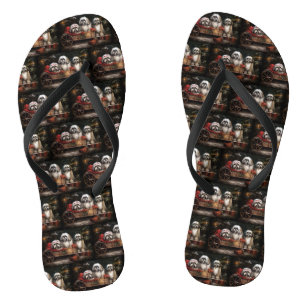 Lhasa ook besneeuwde slee kerstdecor teenslippers