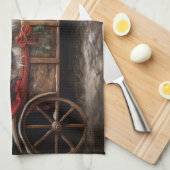 Lhasa ook besneeuwde slee kerstdecor theedoek (Quarter Fold)