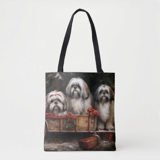 Lhasa ook besneeuwde slee kerstdecor tote bag (Voorkant)