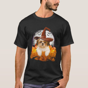 Lhasa ook Halloween Schattigee hondenheks op Hallo T-shirt