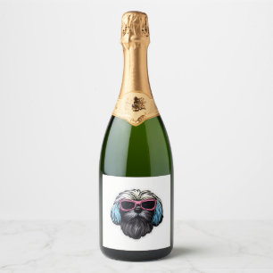 Lhasa Ook in Cool Zonnebril Klassiek T-shirt Sparkling Wijnetiket