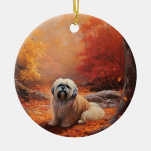 Lhasa Ook in de herfst laat Herfst inspireren Keramisch Ornament (Voorkant)