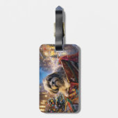 Lhasa Ook Kerstfeest Seizoen Bagagelabel (Achterkant verticaal)