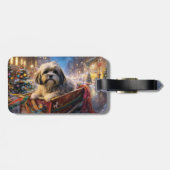 Lhasa Ook Kerstfeest Seizoen Bagagelabel (Achterkant horizontaal)