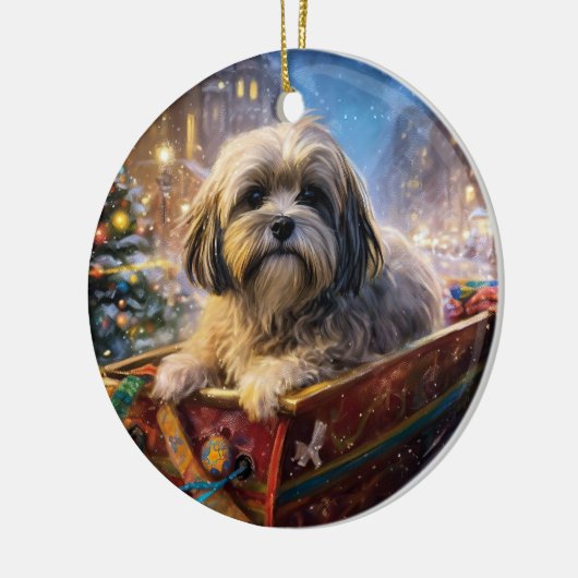 Lhasa Ook Kerstfeest Seizoen Keramisch Ornament (Links)