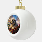 Lhasa Ook Kerstfeest Seizoen Keramische Bal Ornament (Rechts)