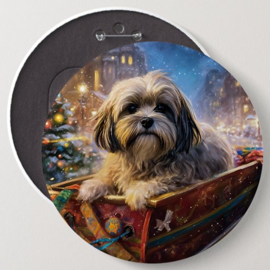 Lhasa Ook Kerstfeest Seizoen Ronde Button 6,0 Cm (Voorkant /achterkant)