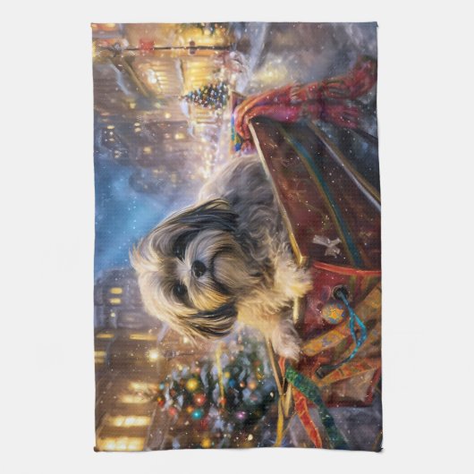 Lhasa Ook Kerstfeest Seizoen Theedoek (Verticaal)