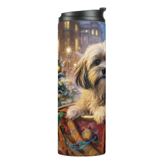 Lhasa Ook Kerstfeest Seizoen Thermosbeker (Gedraaid links)