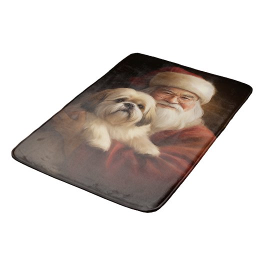 Lhasa ook met Kerstman feestelijke kerst Badmat (Gekanteld)