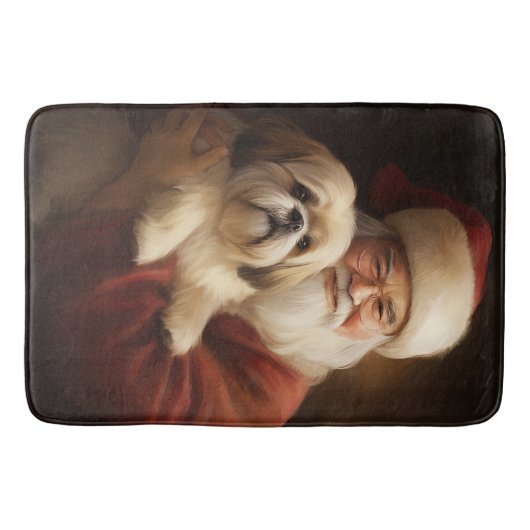 Lhasa ook met Kerstman feestelijke kerst Badmat (Voorkant)