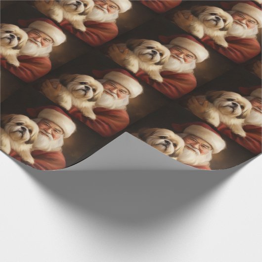 Lhasa ook met Kerstman feestelijke kerst Cadeaupapier (Hoek)