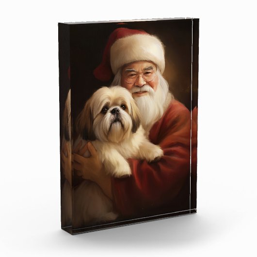 Lhasa ook met Kerstman feestelijke kerst Fotoblokken (Links)