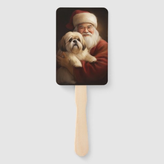 Lhasa ook met Kerstman feestelijke kerst Handwaaier (Achterkant)