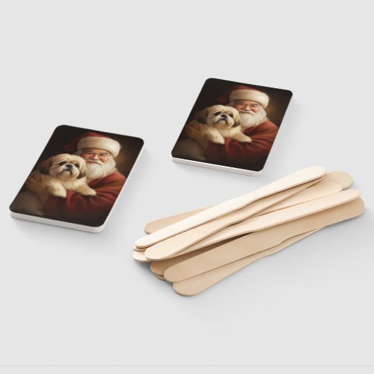 Lhasa ook met Kerstman feestelijke kerst Handwaaier (Niet-gemonteerd)