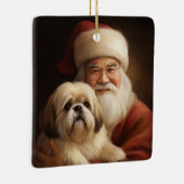 Lhasa ook met Kerstman feestelijke kerst Keramisch Ornament (Rechts)