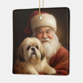Lhasa ook met Kerstman feestelijke kerst Keramisch Ornament (Links)