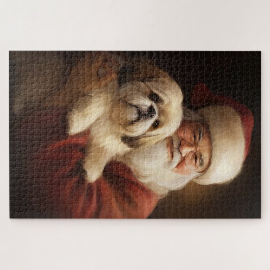 Lhasa ook met Kerstman feestelijke kerst Legpuzzel (Horizontaal)