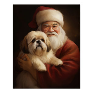 Lhasa ook met Kerstman feestelijke kerst Perfect Poster