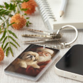 Lhasa ook met Kerstman feestelijke kerst Sleutelhanger (Voorkant Rechts)