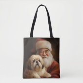 Lhasa ook met Kerstman feestelijke kerst Tote Bag (Voorkant)