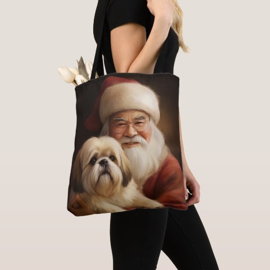 Lhasa ook met Kerstman feestelijke kerst Tote Bag (Dichtbij)