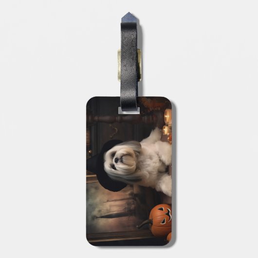 Lhasa ook pompoenen Halloween eng Bagagelabel (Achterkant verticaal)
